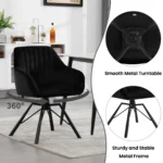 Goldoma velvet swivel dining chairs set of 2 in cream, featuring 360 degree rotation and ergonomic design
