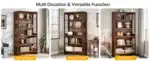 Goldoma 6-Tier Industrial Bookcase, 71 Inch Tall Bookshelf with X-Design, Floor Standing 5 Shelf Display Storage for Living