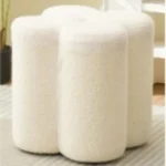 Goldoma wooden foot stool with cushion round petal design in living room