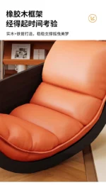 Goldoma modern curved leather sofa single seater living room chair in neutral tone