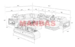 Goldoma genuine leather sectional sofa with LED lighting, storage shelves, USB ports, and cup holders in a modern living room