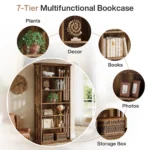 Goldoma 6-Tier Tall Bookshelf 75-Inch with Adjustable Shelves in Brown Finish