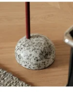 Round marble side table - mid century modern end table with natural marble top and black metal frame in living room