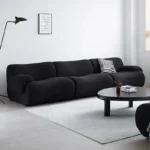 Goldoma modular cream Sherpa sofa vacuum-compressed sectional with high-elastic foam in mid-century style.