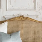 Goldoma French carved wood velvet single sofa in gold fabric with hand-carved details, ideal for living rooms