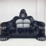 Goldoma creative animal sofa bed in modern living room, upholstered in soft fabric, converted to a bed