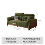 Goldoma Minimalist U-Shape Sectional Sofa in green chenille fabric with sofa bed function for modern living rooms