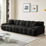 Goldoma Nordic corner sofa in black fabric - modern L-shaped couch for living room