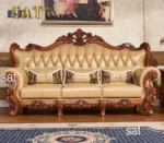 Goldoma genuine leather sofa set in yellow, European luxury living room furniture with modern design