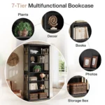 Goldoma 6-Tier Tall Bookshelf 75-Inch with Adjustable Shelves in Brown Finish