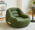Goldoma Corduroy U-Shaped Sectional Sofa with Ottoman – Modern Minimalist Japanese Green Design, Convertible Lounger for