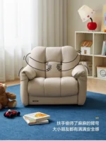 Goldoma compact modern tufted sofa in a living room – minimalist Chesterfield style with tufted back