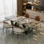 Goldoma set of 2 faux leather dining chairs with wood back and metal legs in dining room