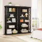 Goldoma 6-Tier Industrial Bookcase, 71 Inch Tall Bookshelf with X-Design, Floor Standing 5 Shelf Display Storage for Living