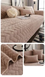 Goldoma thickened velvet sofa cushion with non-slip backing protects furniture while adding cozy warmth