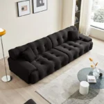 Goldoma Nordic corner sofa in black fabric - modern L-shaped couch for living room
