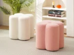 Goldoma wooden foot stool with cushion round petal design in living room