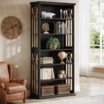 Goldoma 6-Tier Tall Bookshelf 75-Inch with Adjustable Shelves in Brown Finish