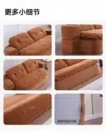 Goldoma Corduroy L-Shaped Sofa Bed with Removable Cover - Brown – side view