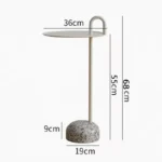 Round marble side table - mid century modern end table with natural marble top and black metal frame in living room
