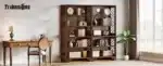 Goldoma 6-Tier Industrial Bookcase, 71 Inch Tall Bookshelf with X-Design, Floor Standing 5 Shelf Display Storage for Living