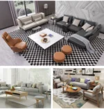 Goldoma Scandinavian Fabric Office Sofa – modern settee with wood frame and eco-friendly fabric for office or living room