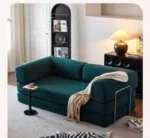 Goldoma velvet sectional sofa in living room - modern L-shaped corduroy couch with soft velvet upholstery and high-resilience sponge filling