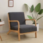 Goldoma stretch armchair slipcover with zipper in a living room, showing a snug fit on a standard armchair
