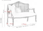 Goldoma French carved wood velvet single sofa in gold fabric with hand-carved details, ideal for living rooms