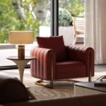 Goldoma Modern Lazy Sofa Bed convertible sofa bed pouf in minimalist living room