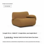 Goldoma modular cream Sherpa sofa vacuum-compressed sectional with high-elastic foam in mid-century style.