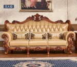 Goldoma genuine leather sofa set in yellow, European luxury living room furniture with modern design