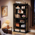 Goldoma 6-Tier Tall Bookshelf 75-Inch with Adjustable Shelves in Brown Finish