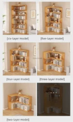 Bookshelf Solid Wood Rotating Multi-layer Corner Storage Cabinet Floor Standing Bookcase Living Room Home Furniture Organization - Image 27
