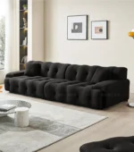 Goldoma Nordic corner sofa in black fabric - modern L-shaped couch for living room