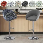 Goldoma semi-circular chair cover on a curved dining chair – stretch knit slipcover protects and decorates