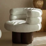 Goldoma compact velvet sofa for living room, modern single armchair with solid wood frame and high-density sponge cushion