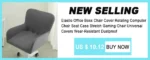 Goldoma semi-circular chair cover on a curved dining chair – stretch knit slipcover protects and decorates