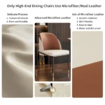 Goldoma set of 2 faux leather dining chairs with wood back and metal legs in dining room