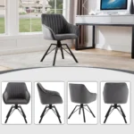 Goldoma velvet swivel dining chairs set of 2 in cream, featuring 360 degree rotation and ergonomic design