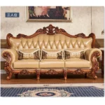 Goldoma genuine leather sofa set in yellow, European luxury living room furniture with modern design