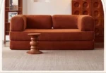 Goldoma velvet sectional sofa in living room - modern L-shaped corduroy couch with soft velvet upholstery and high-resilience sponge filling