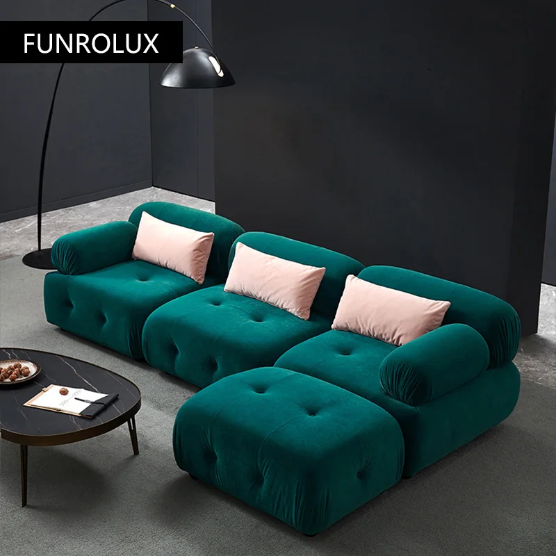 S79e4e30aee57497cb8d1b12f3daf6faeo.webp Goldoma L-shaped velvet sleeper sofa in modern living room with chaise and pull-out bed