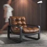 Goldoma Venetian leather sofa - premium leather sofa in a modern vintage style, compact single seat for living room