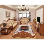 Goldoma genuine leather sofa set in yellow, European luxury living room furniture with modern design