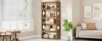 Goldoma 6-Tier Industrial Bookcase, 71 Inch Tall Bookshelf with X-Design, Floor Standing 5 Shelf Display Storage for Living