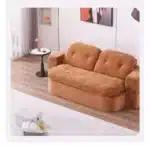 Goldoma Corduroy L-Shaped Sofa Bed with Removable Cover - Brown – angled view