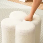 Goldoma wooden foot stool with cushion round petal design in living room