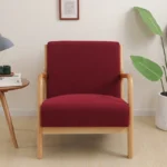 Goldoma stretch armchair slipcover with zipper in a living room, showing a snug fit on a standard armchair