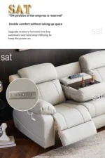 Modern PU leather electric recliner sofa set with wooden frame three-seater functional furniture - Image 11